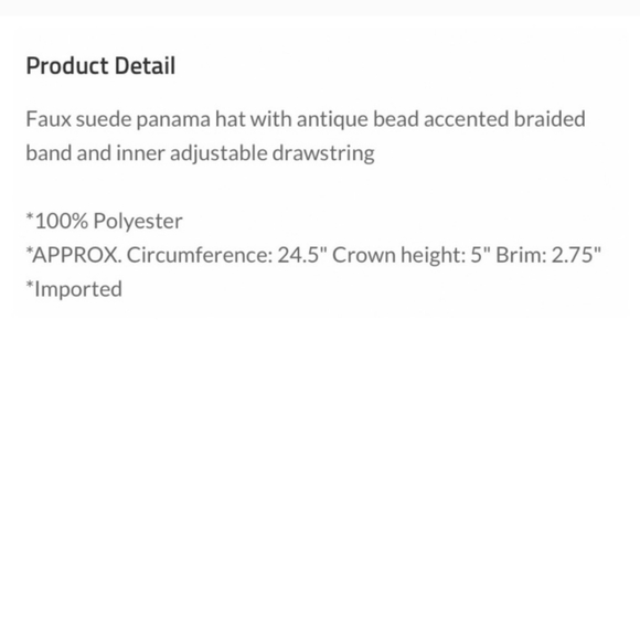 Faux Suede Panama Hat With Antique Bead Accent✨️ - Picture 5 of 8